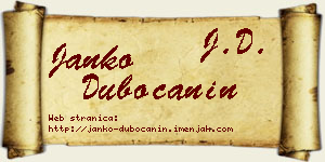 Janko Dubočanin vizit kartica